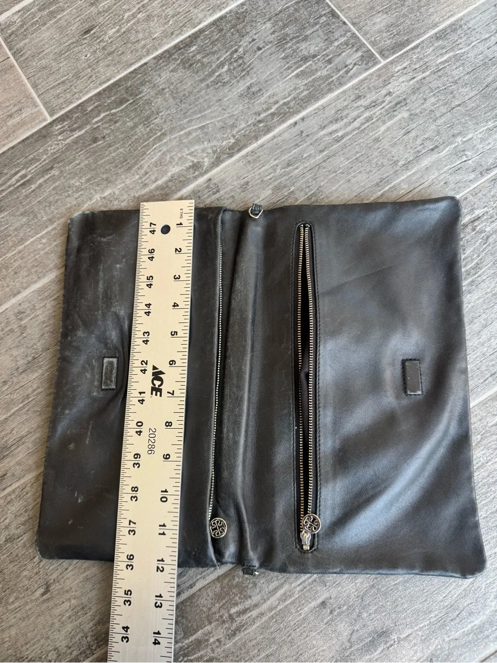 Tory Burch Reva Croc Embossed Patent Leather Fold over clutch bag
